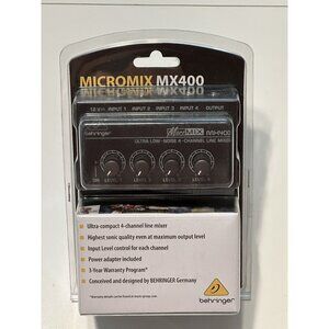 NWT Behringer Micromix MX400 Ultra Low Noise 4 Channel Line Mixer